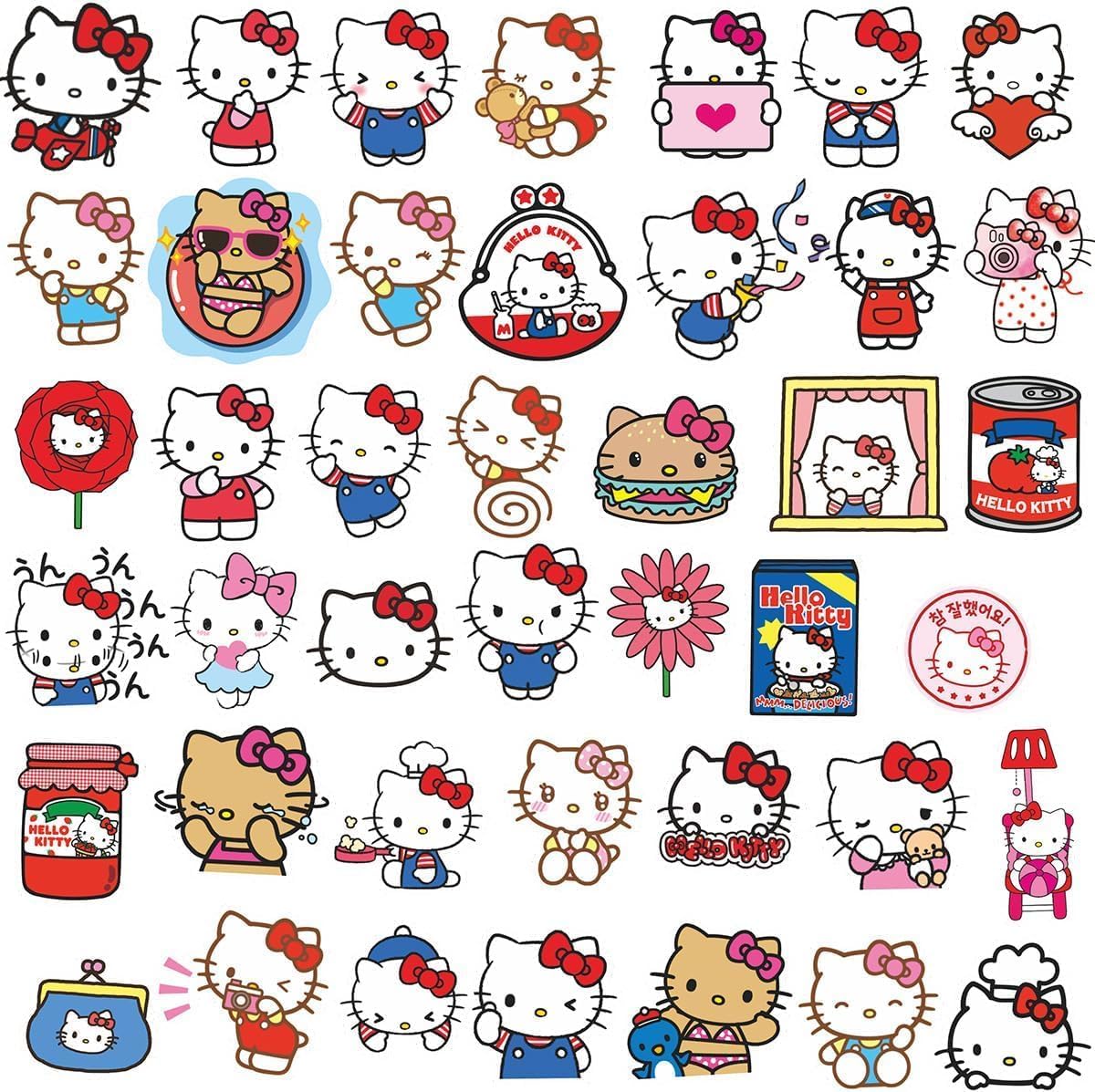 For Hello Kitty Stickers, Set of 100, Cute Anime for Crayon Shin-chan, Waterproof Decal, Cute, Fashionable, Cartoon, DIY Sticker, Reward Sticker, Birthday Gift, New Year Gift