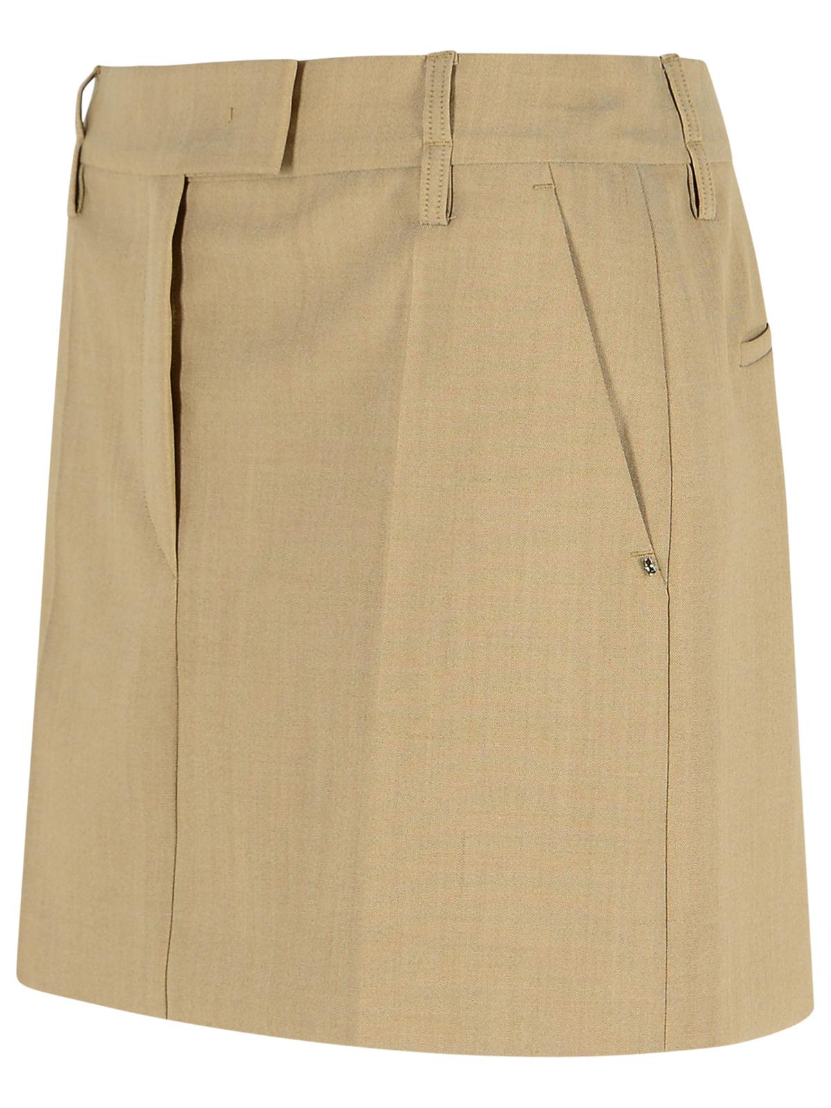 Sportmax Sportmax 'Fify'ベージュブラウンバージンウールミニスカート - Image 3
