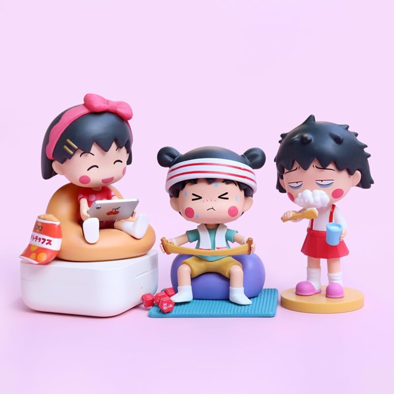 ちびまる子ちゃん PVCフィギュア 5.5-9.9cm 6個パック 車用オーナメント 装飾用 塗装済み 完成品 誕生日 [並行輸入品]