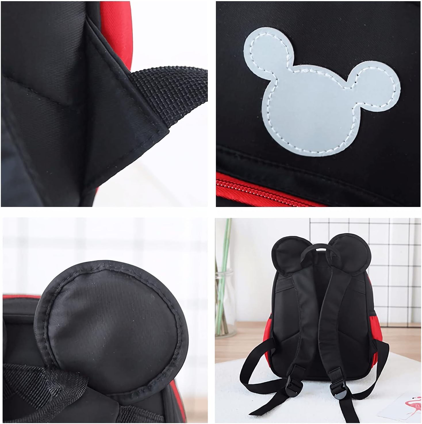 Lindas mochilas mini, bolsa de dibujos animados roja, mochila de viaje con moño de orejas de ratón, Mochilas Daypack