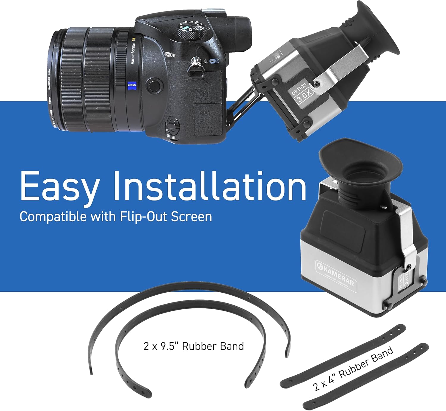 Kamerar CVF-2 LCD Viewfinder 3X Magnifier for 3" and 3.2" LCD Screens for Canon, Nikon, Pentax, Sony DSLR