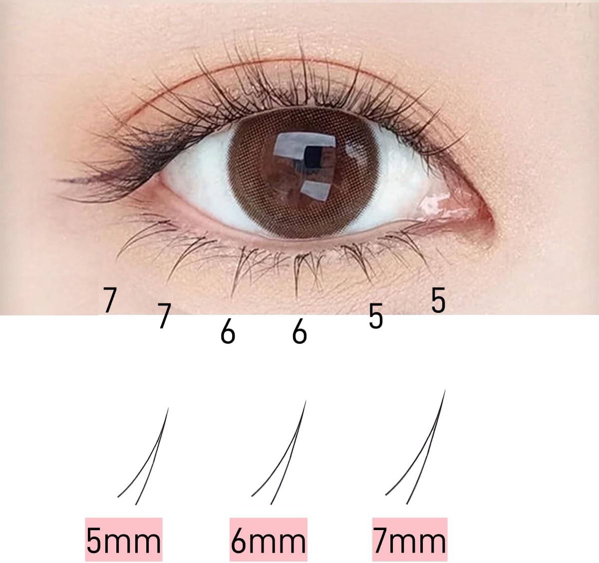 Lower False Eyelashes, V Shape, 0.3 inches (7 mm), Partial False Eyelashes, Natural Type