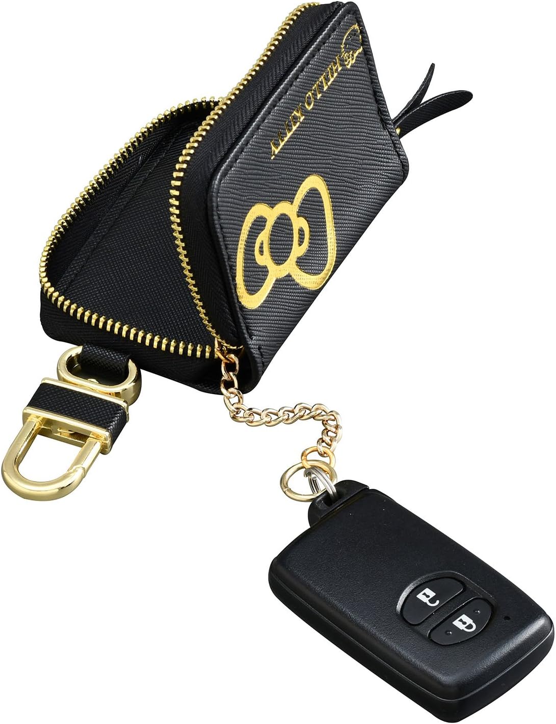 SEIWA KT523 Hello Kitty Car Smart Key Case, B&G, Black + Gold