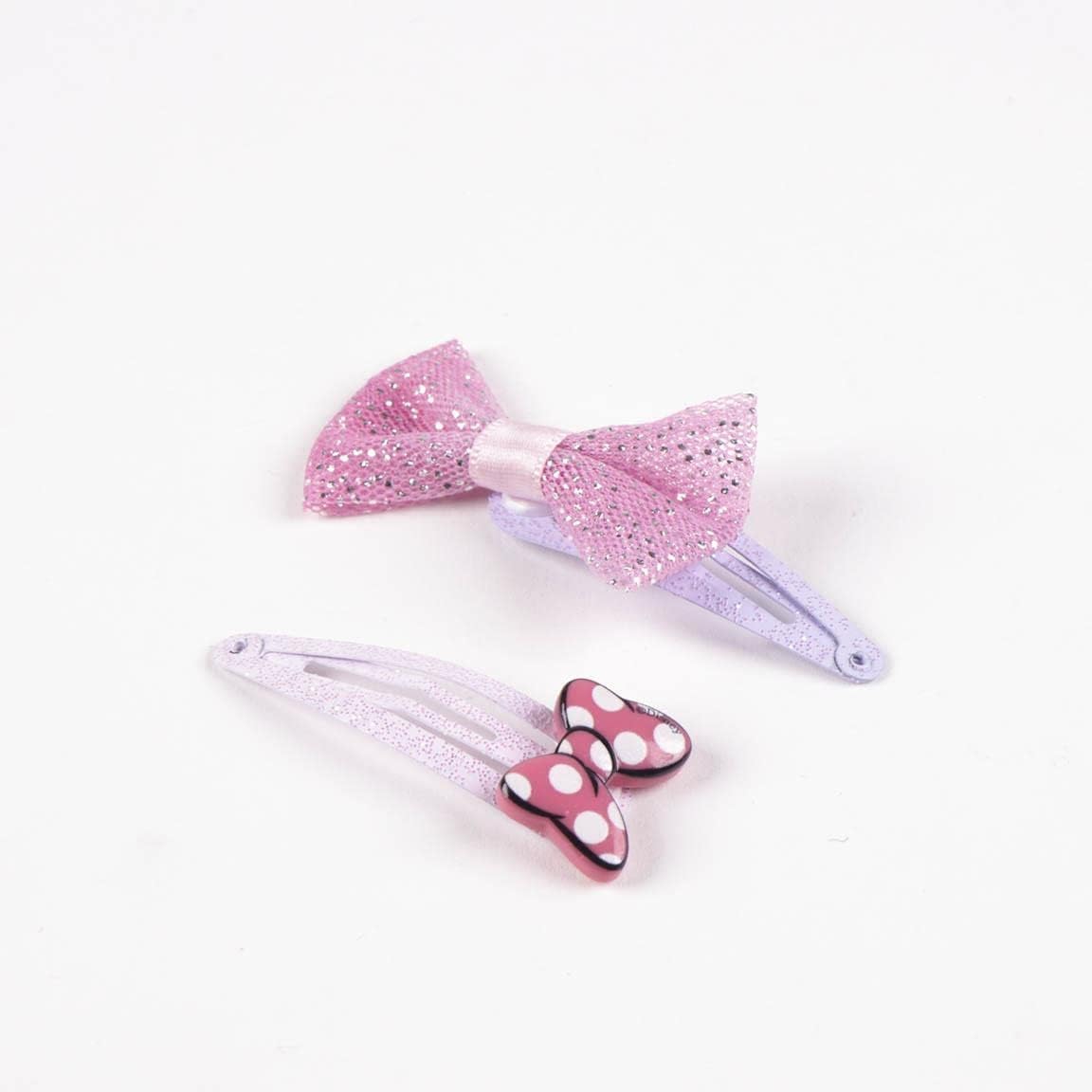 Minnie Mouse Pink Hair Clip - Ideal for Decorating Hairstyles - With Bow and Glitter - Original Product Designed in Spain