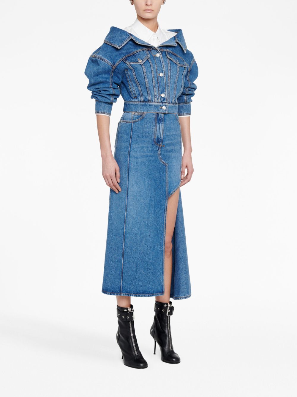 Alexander McQueen アレクサンダー・マック・クイーン・デニム・ミディ・スカート - Image 3