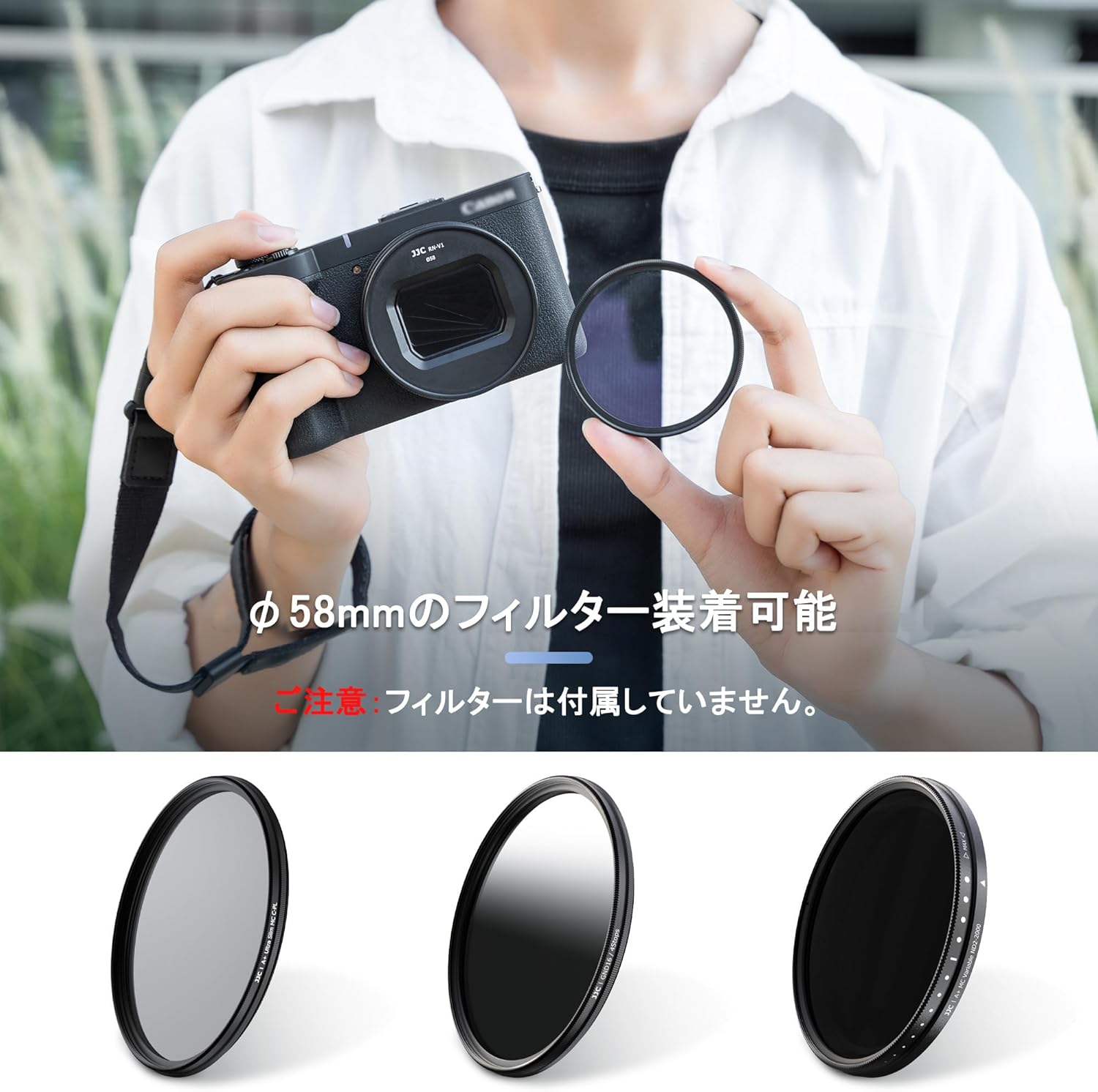 JJC Filter Adapter Lens Cap Kit for Canon PowerShot V1 PSV1 Camera Canon Vlog Camera Lens Protection Dustproof Scratch Resistant Portable