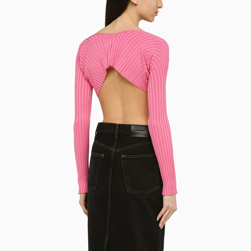 Jacquemus Jacquemus La Maille Pralu Pink Cropped Cardigan - Image 3