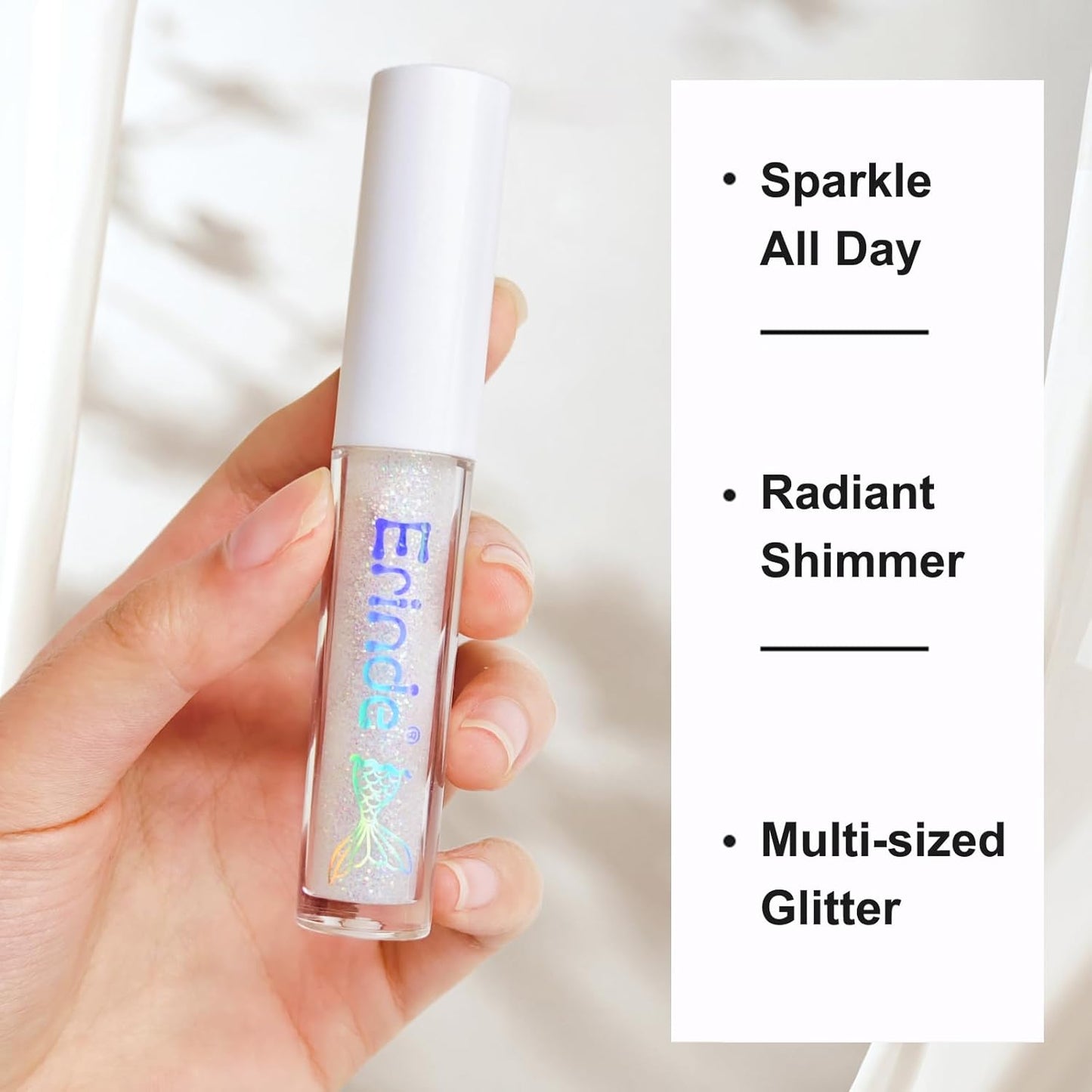 Erinde Liquid Eyeshadow Eyeliner, Teardrop Bag, Glow, Glitter, Large Glitter, No Shedding, Ultra Fine, Starry Sand, Long Lasting, Transparent, Portable, Highly Colorful, Easy to Use, Pearl White