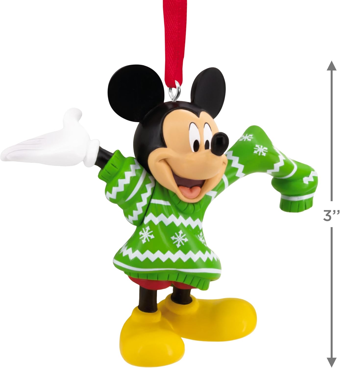 Hallmark Disney Mickey Mouse en suéter navideño Adorno colgante de Navidad, Regalos para fans de Disney