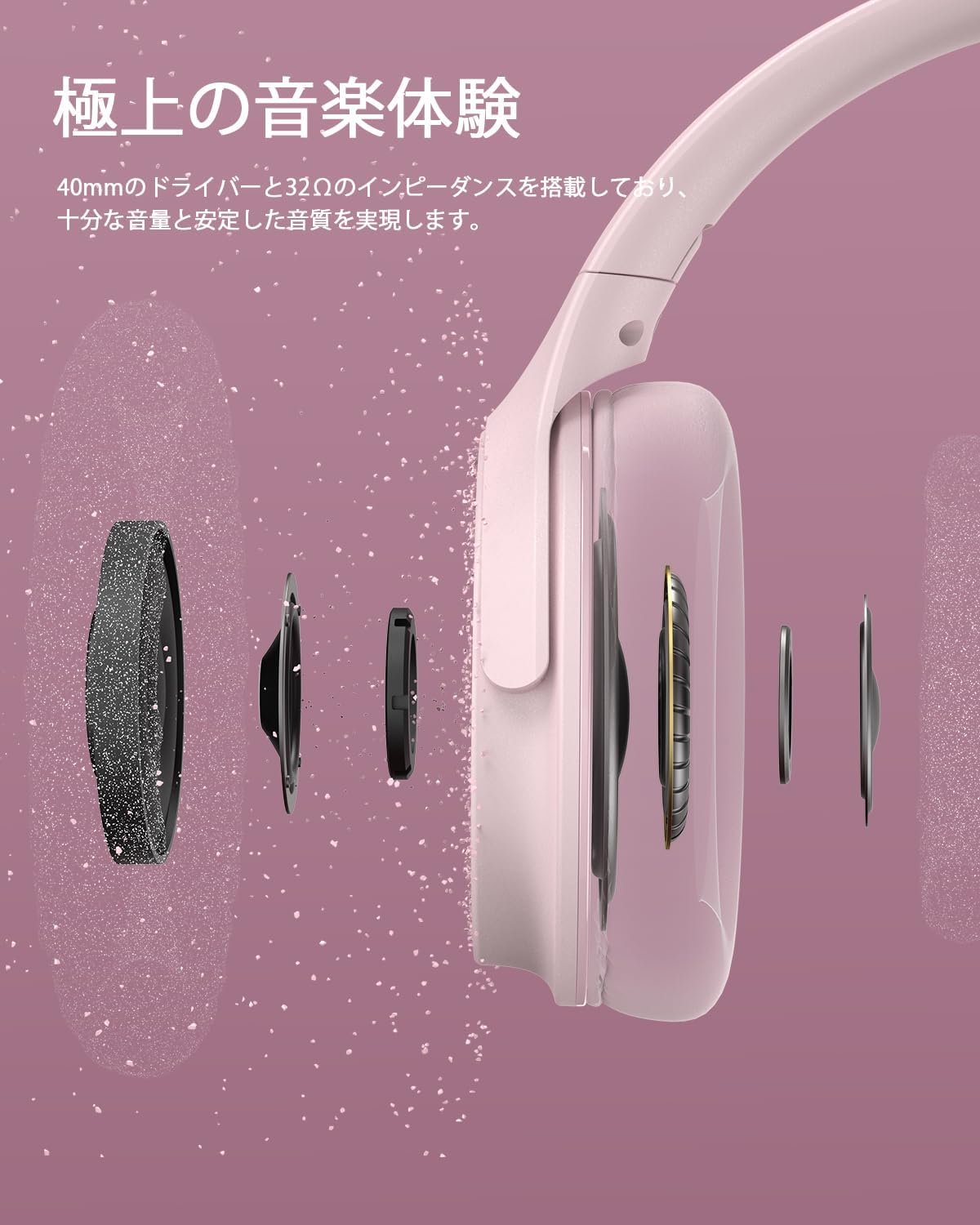 DOQAUS Life5 Bluetooth 5.3 Headphones, Wireless, Up to 70 Hours of Continuous Playback, 3EQ Mode, Dual Wired Wireless, AAC Compatible, Multi-Point Built-in Mic, Sealed Type, Over-Ear, Compatible with