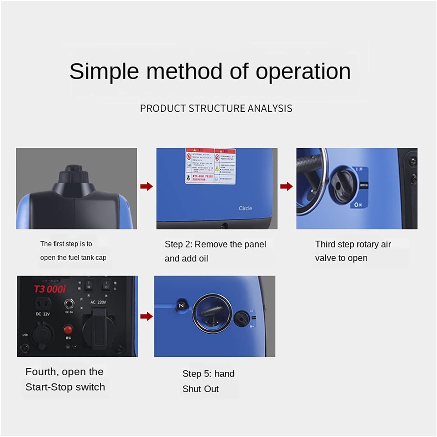 Gasoline Generator Household Outdoor Portable Charging 3KW Frequency Conversion Electric Engine Gasoline Generator