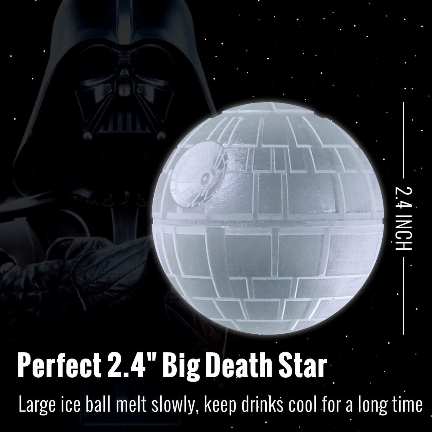 Molde de bola de hielo para whisky, estrella de la muerte, gran regalo de Star Wars para hombres (4 paquetes+1 abridor de botellas + bandeja)