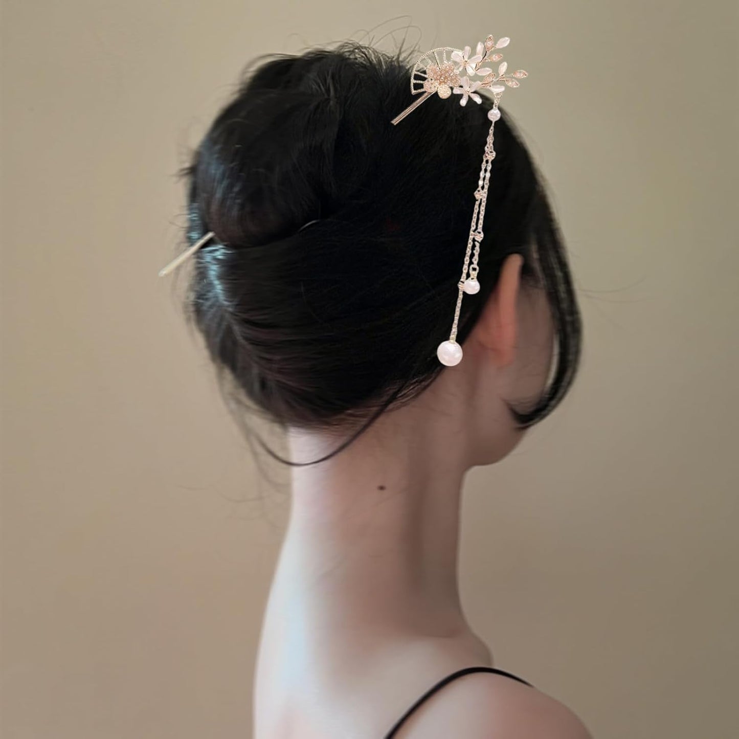 EZ PEACH Cherry Blossom Flower Pearl Hairpin Hair Clip Bangs Hair Closure Kimono Kimono Hair Accessory (Flower 02)