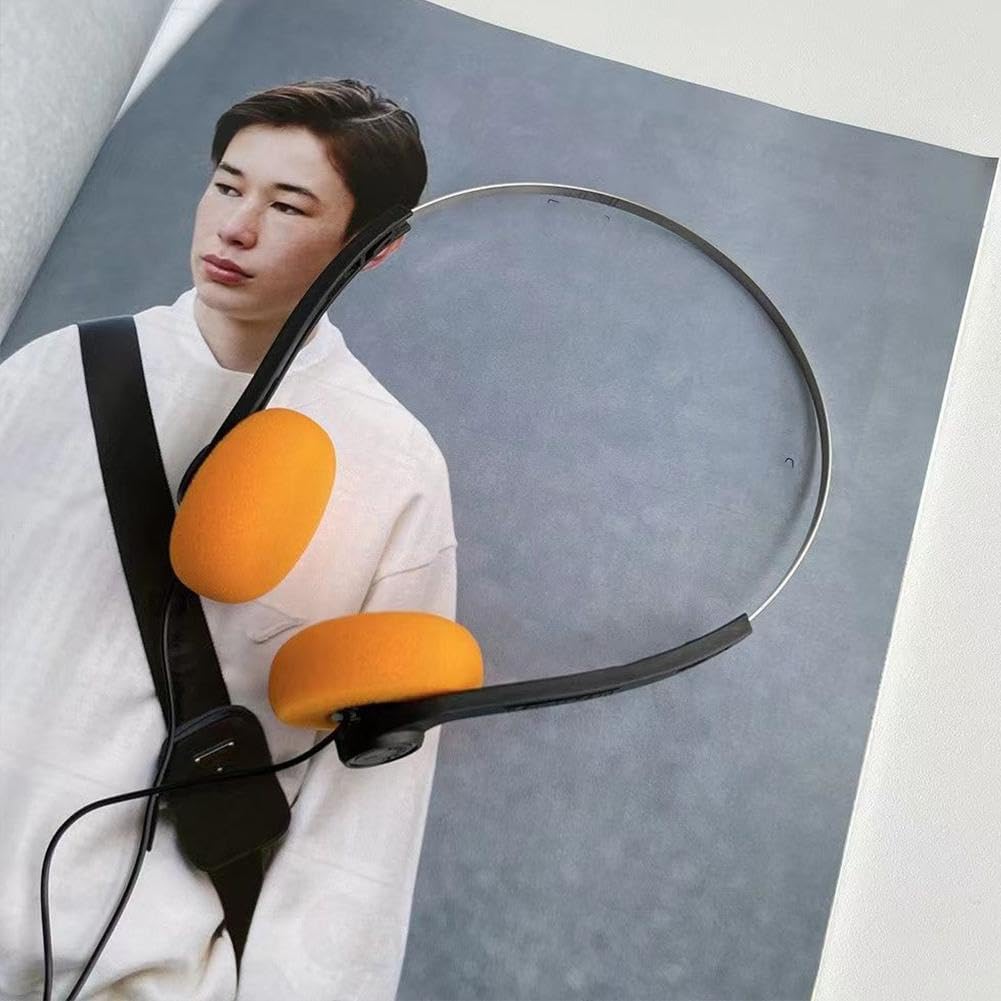 Binaural Headset Headphones Wired Earbuds 3.5mm Round Headphones Retro Over Ear Headphones Small Lightweight Earphones Retro Vintage Design Headphone Headset