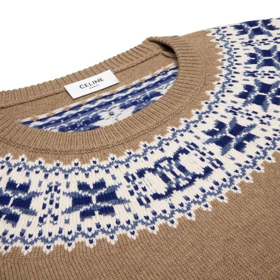 CELINE Crew neck sweater in Fair Isle cashmere - Image 3