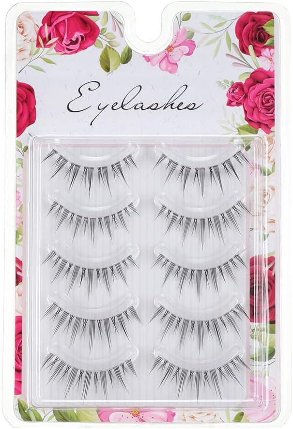 False Eyelashes 5 Pairs Thin Transparent Stem Natural Faux False Eyelashes Beginner Makeup Tools Handmade Ultra Light Eyelashes