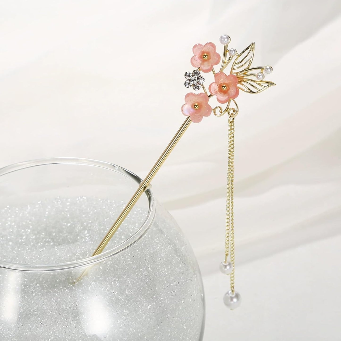 EZ PEACH Cherry Blossom Flower Pearl Hairpin Hair Clip Bangs Hair Closure Kimono Kimono Hair Accessory (Flower 03)