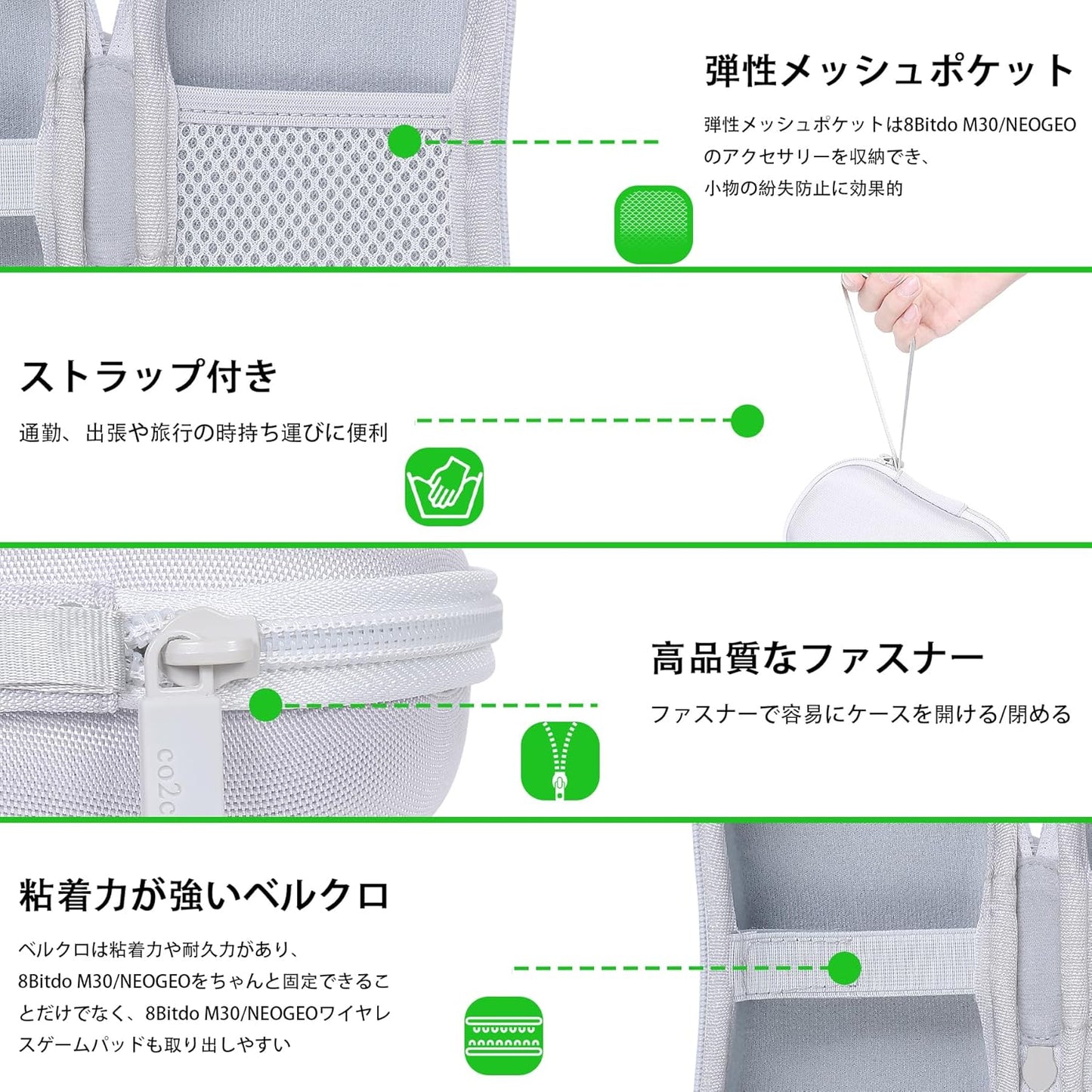 （ケースのみの販売）8Bitdo M30/NEOGEO Bluetooth ゲーミングコントローラー ポータブル専用収納ケース，ホワイト-co2CREA