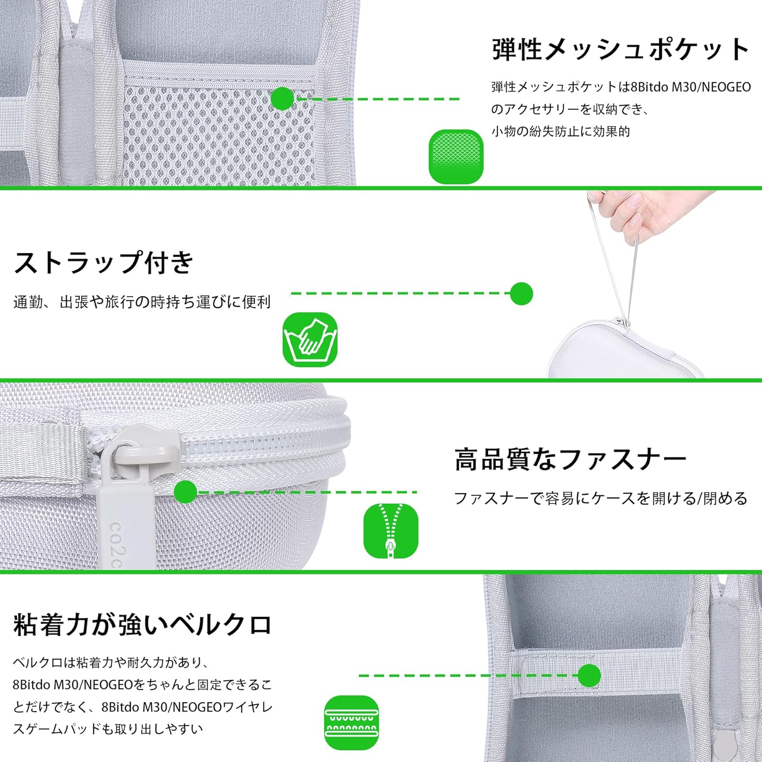 （ケースのみの販売）8Bitdo M30/NEOGEO Bluetooth ゲーミングコントローラー ポータブル専用収納ケース，ホワイト-co2CREA