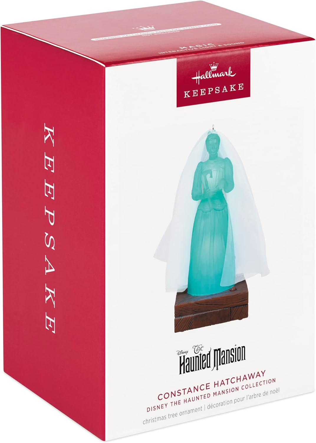 Hallmark Keepsake Adorno de Navidad, colección The Haunted Mansion de Disney, Constance Hatchaway con luz y sonido, regalos para fanáticos de Disney