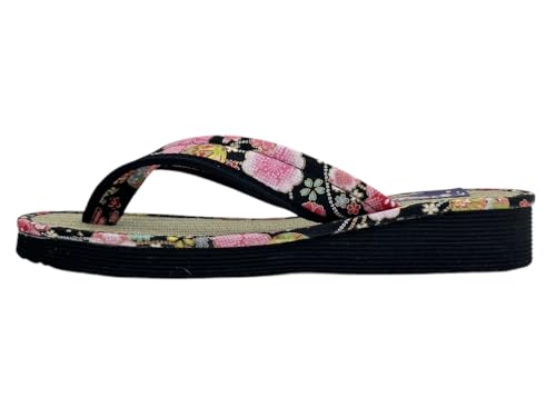 Daimyo Shokai Women's Thong Tatami Folding Sandals Japanese Pattern, Made in Japan