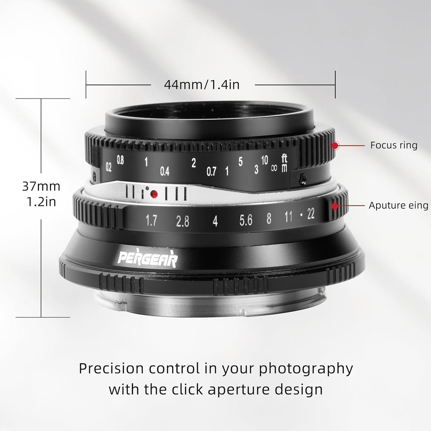 Pergear 25mm F1.7 Replacement Lens Large Caliber Manual APS-C Small Lightweight Camera Lens Perfect for Daily Shooting Portrait Street Photography Landscape Photography (Black, Canon RF Mount)