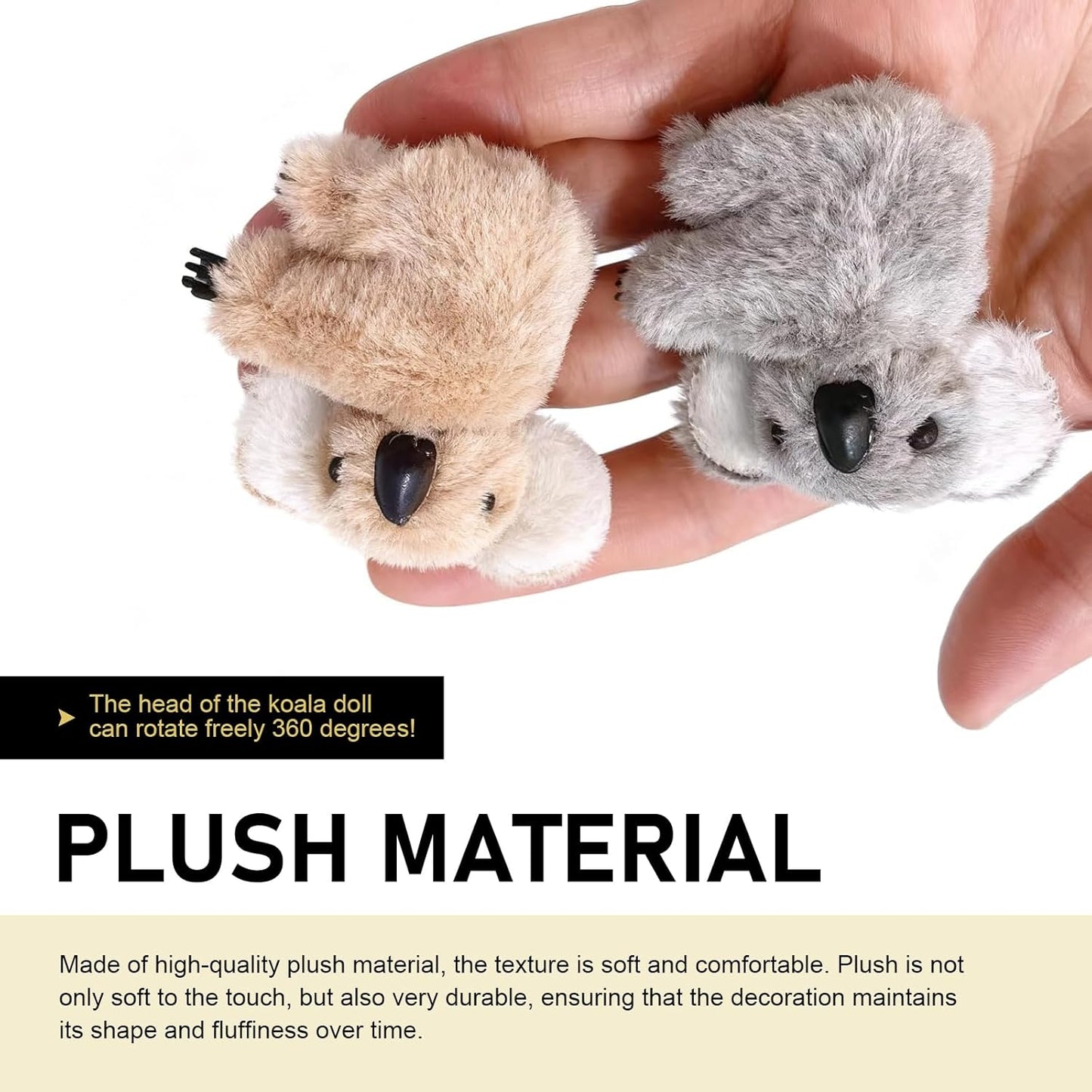 2 adornos colgantes de koala oscilante, colgante de felpa para espejo retrovisor, divertidos accesorios de decoración del interior del automóvil, universales para mujeres y hombres (gris y