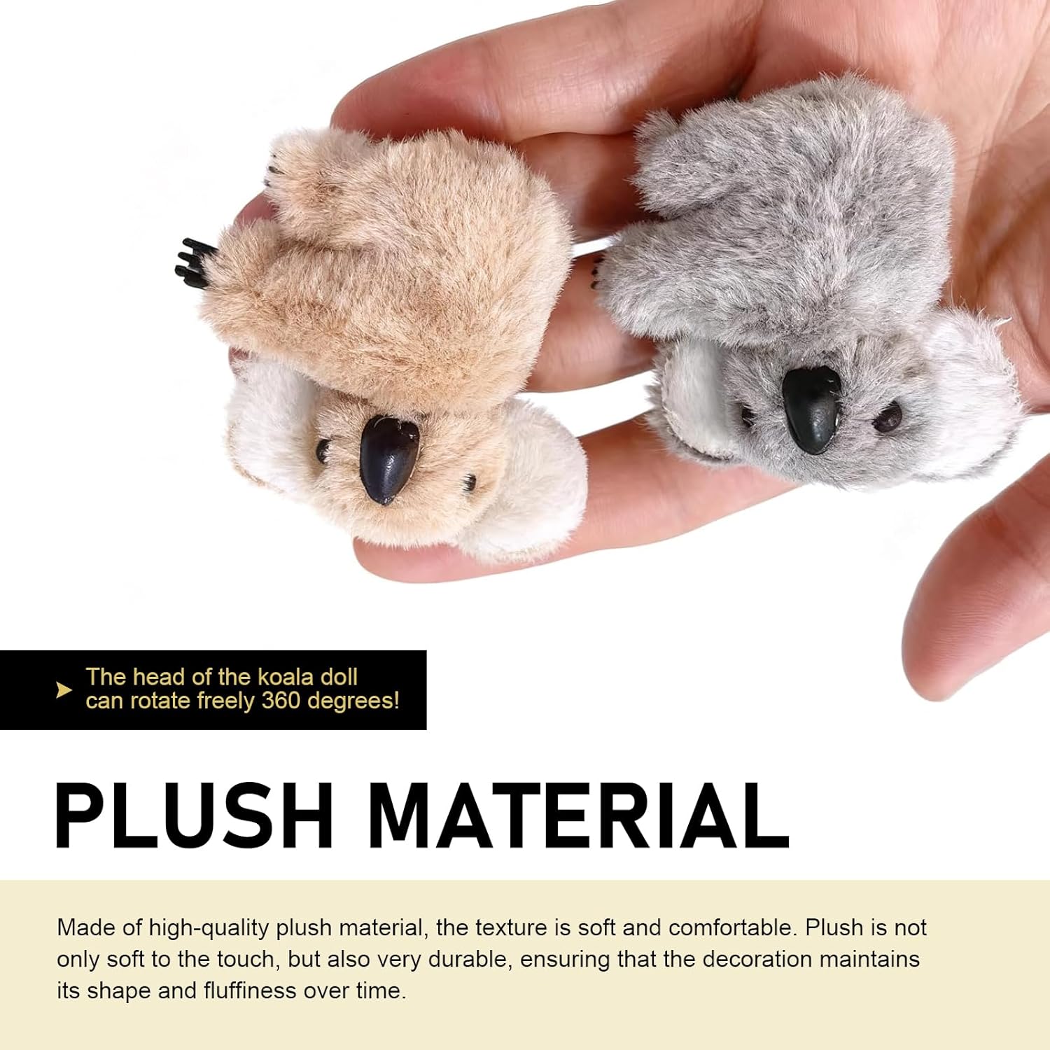 2 adornos colgantes de koala oscilante, colgante de felpa para espejo retrovisor, divertidos accesorios de decoración del interior del automóvil, universales para mujeres y hombres (gris y