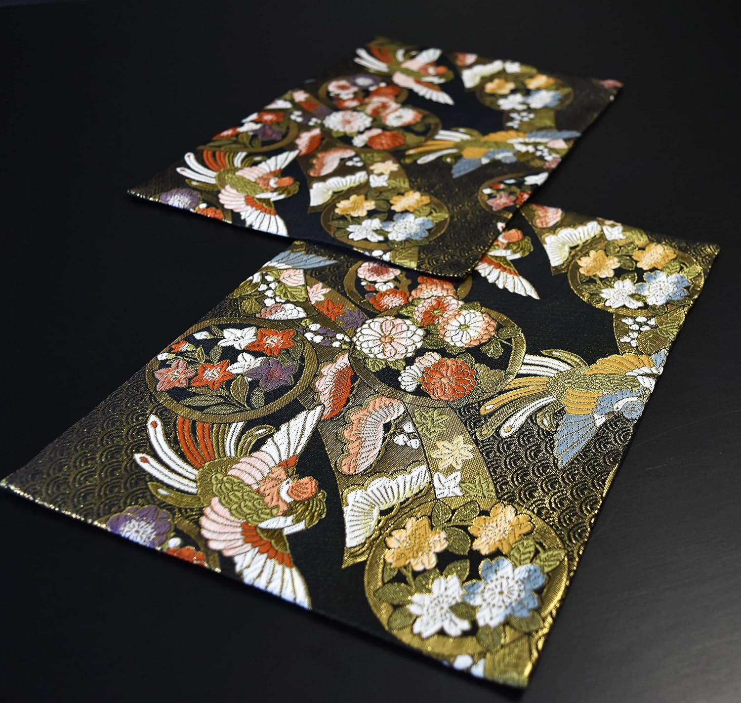 Comes Boxed and Ready to Use as a Present, Japanese Gift for Foreigners, Kimono, Obi-Style Japanese Tea Mat Set of 2, All Over Pattern (Asuka)