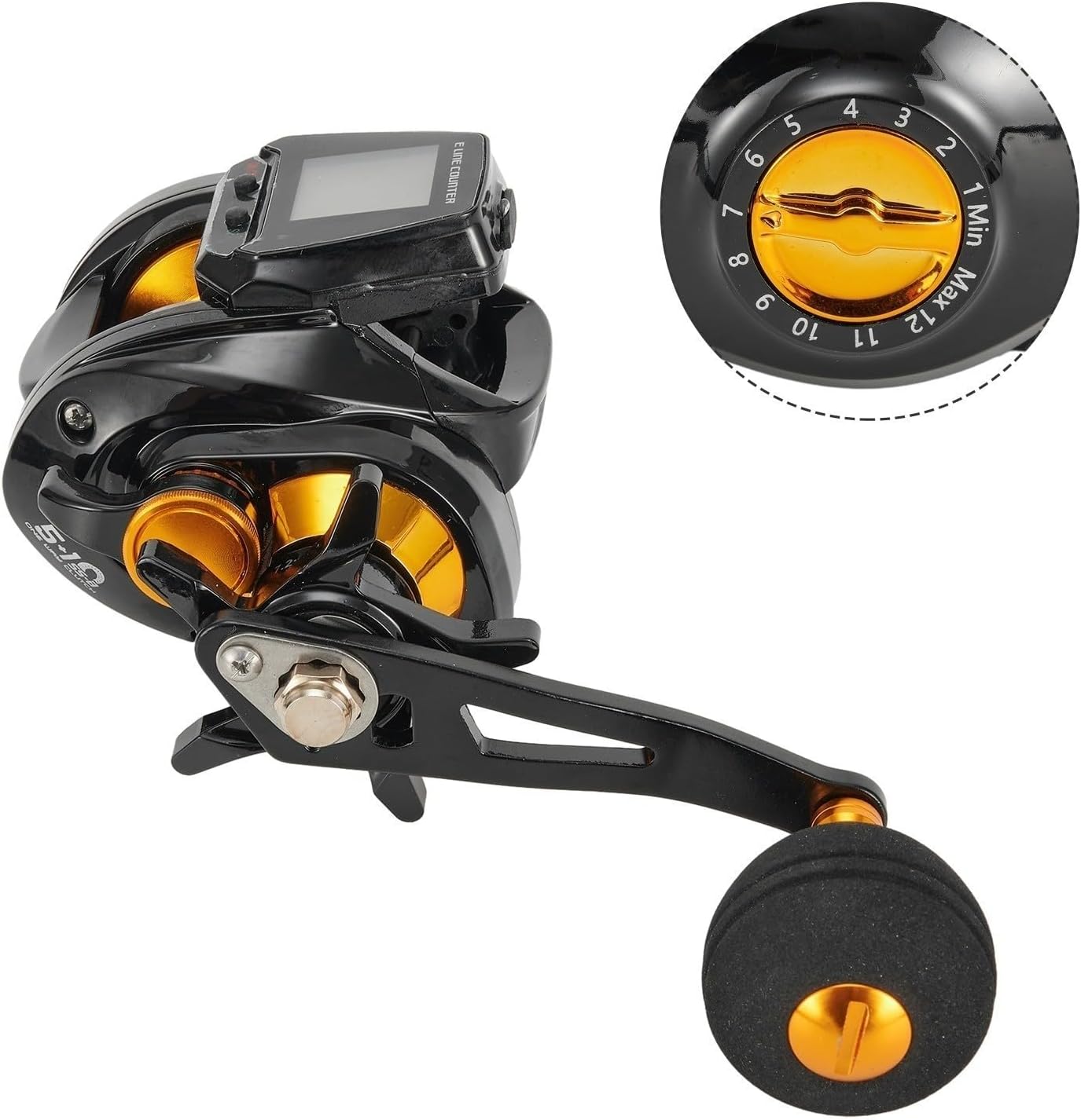 Digital Fishing Baitcasting Reel Precise Line Counter 6.3:1 Large Display Baitcasting Fishing Reel - Right Handed Aluminum Alloy Line Counter Magnetic Brake