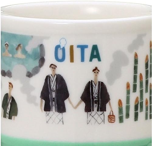 Starbucks Staba, Japan Limited, Oita Limited Mug, Renewal Design, Japanese Style, Hot Springs, Saneyama, Takaraku, OHITA Local Limited, White, Green, Mug, Ceramic, 12.8 fl oz (355 ml)