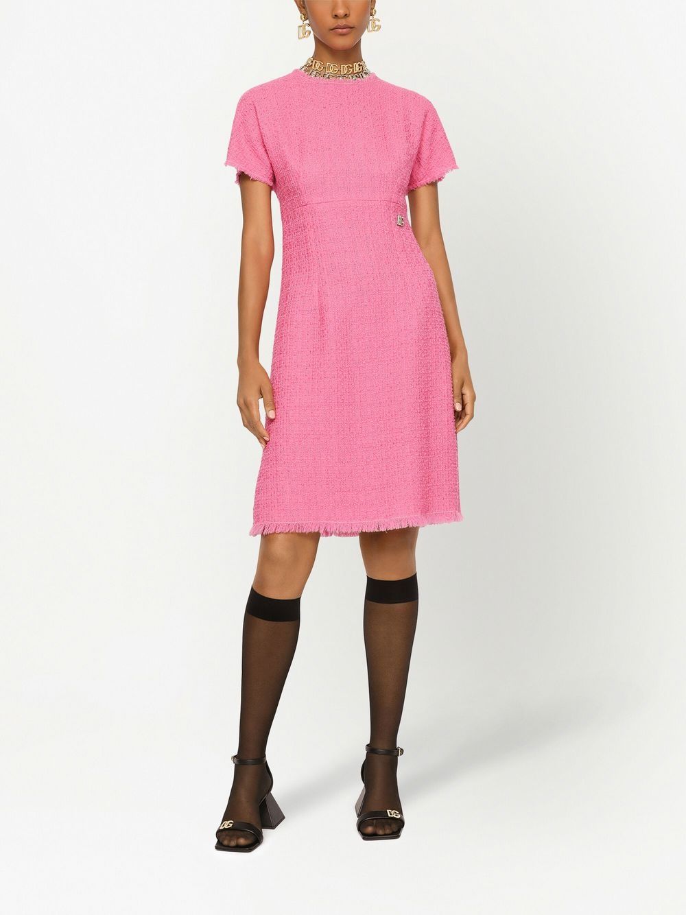 Dolce  Gabbana DGロゴ付きのDolce＆Gabbana Rachel Tweedドレス - Image 3