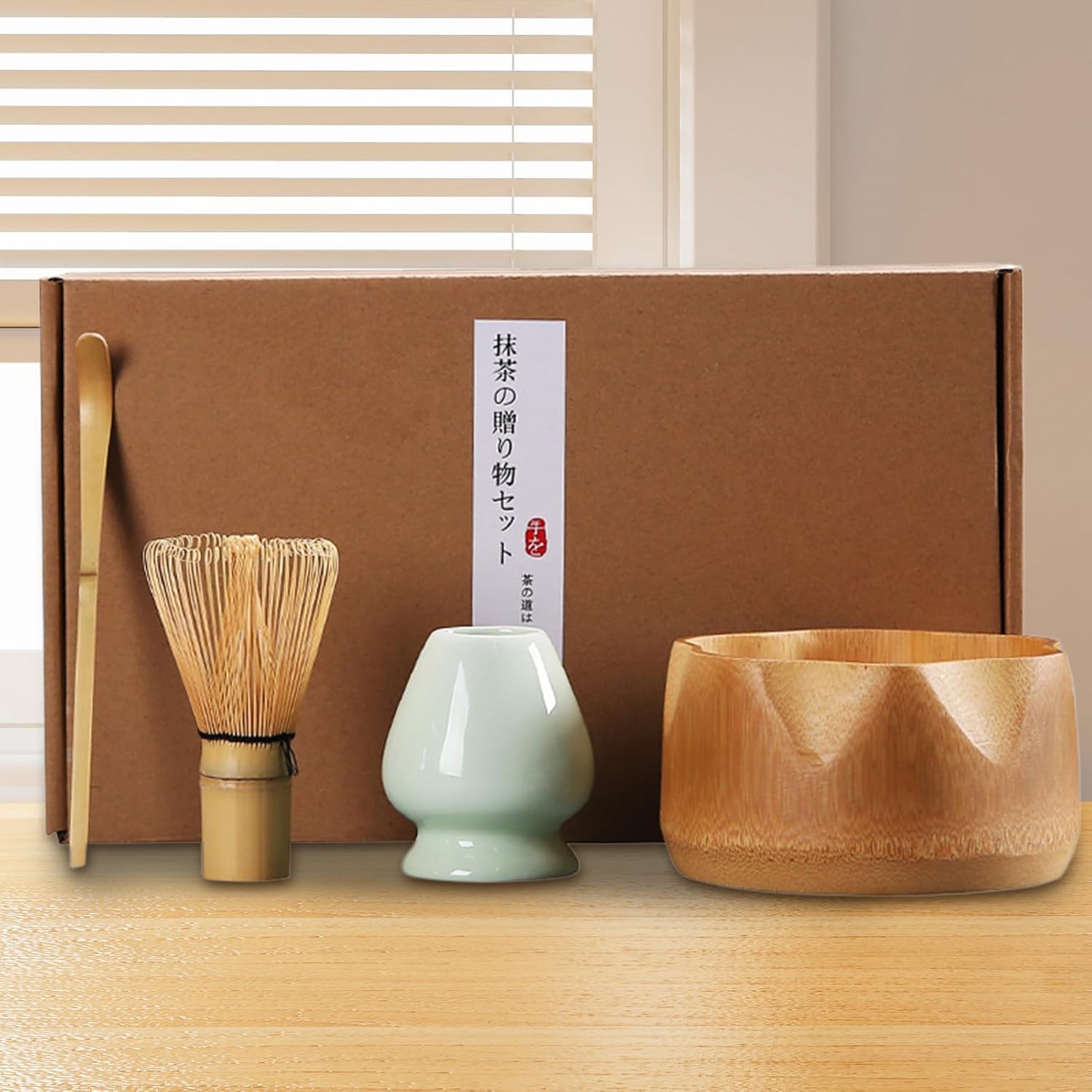 抹茶点てキット,4点セット 日本茶道具,抹茶点て道具 | 女性向け 家庭用茶道 朝食 コーヒー ラテ ミルク用