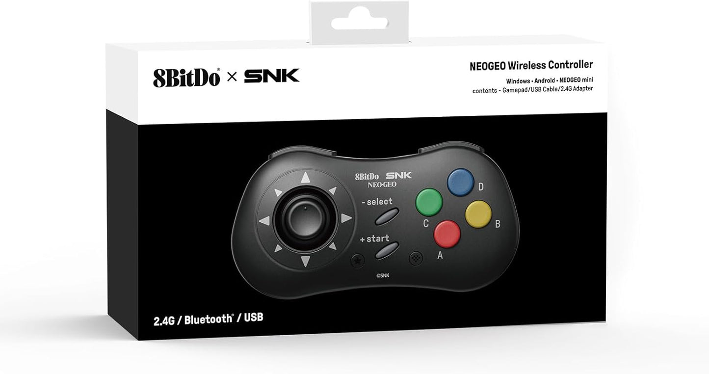 8Bitdo NEOGEO Windows、Android、NEOGEO mini用ワイヤレスコントローラ、クラシッククリック式ジョイスティック付き - SNK公式ライセンス (Black）