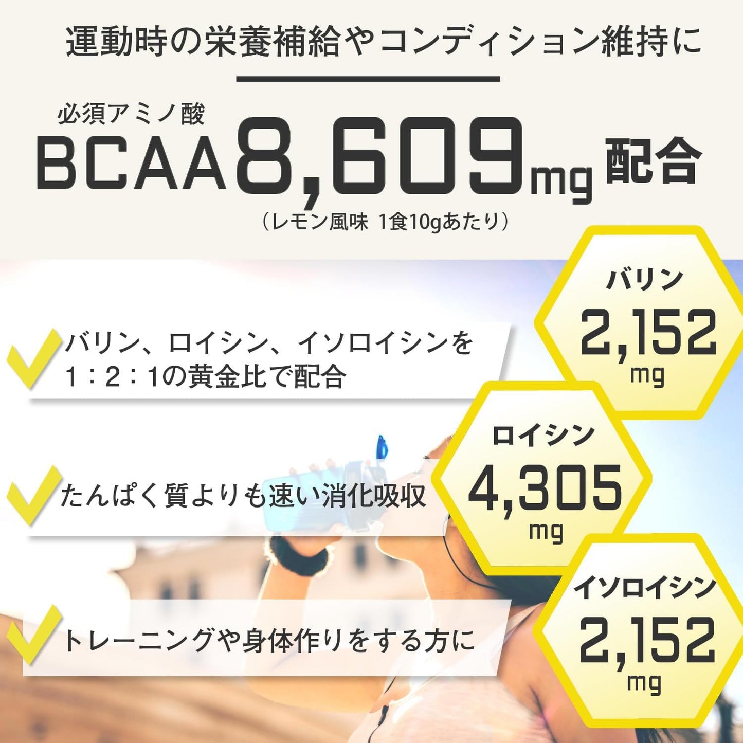 F&W (エフアンドダブリュー) BCAA 1kg 100 Servings Anti-Doping Certified Made in Japan (1kg, Lemon Flavor)
