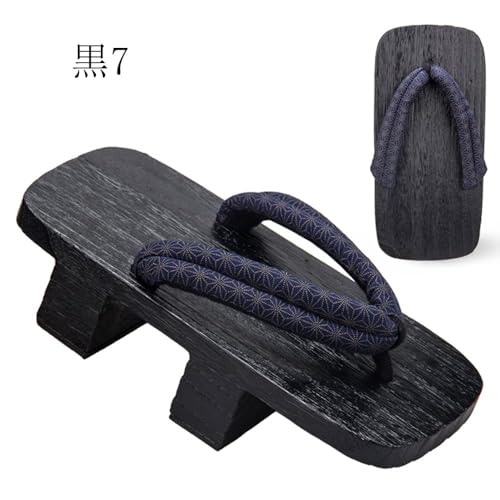 [cnstone] Men's Geta Clogs, Soft Nose Straps, Yakata/Black Lacquered Paulownia Clogs, Men's Cosplay, Two-ply Geta for Cosplay, Yukata, Summer Kimono, Unique Pattern, Men's Paulownia Clogs, Gift,