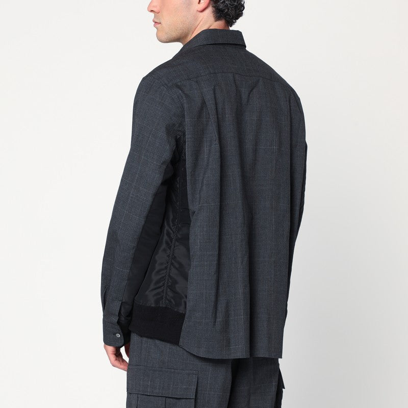 Sacai Sacai Grey Plaidウールシャツジャケット - Image 3