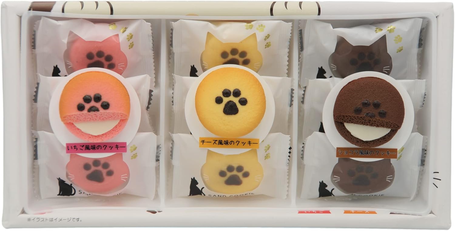Shinshu Nekoron 3 Varieties of Sandwich Cookies 9-Piece Set Cat Cookies