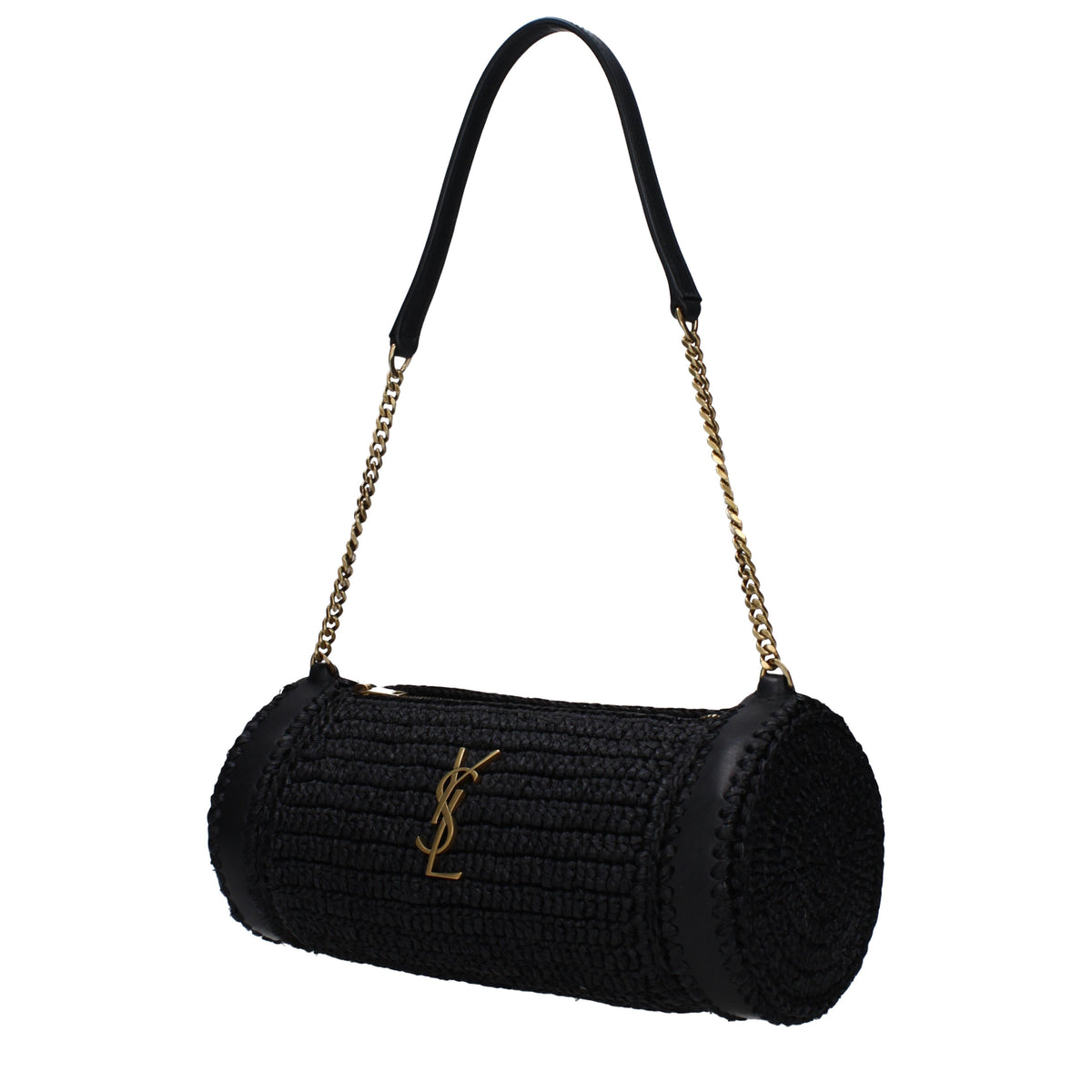 Saint セントローランショルダーバッグシリンダー女性ラフィアブラック - Image 3