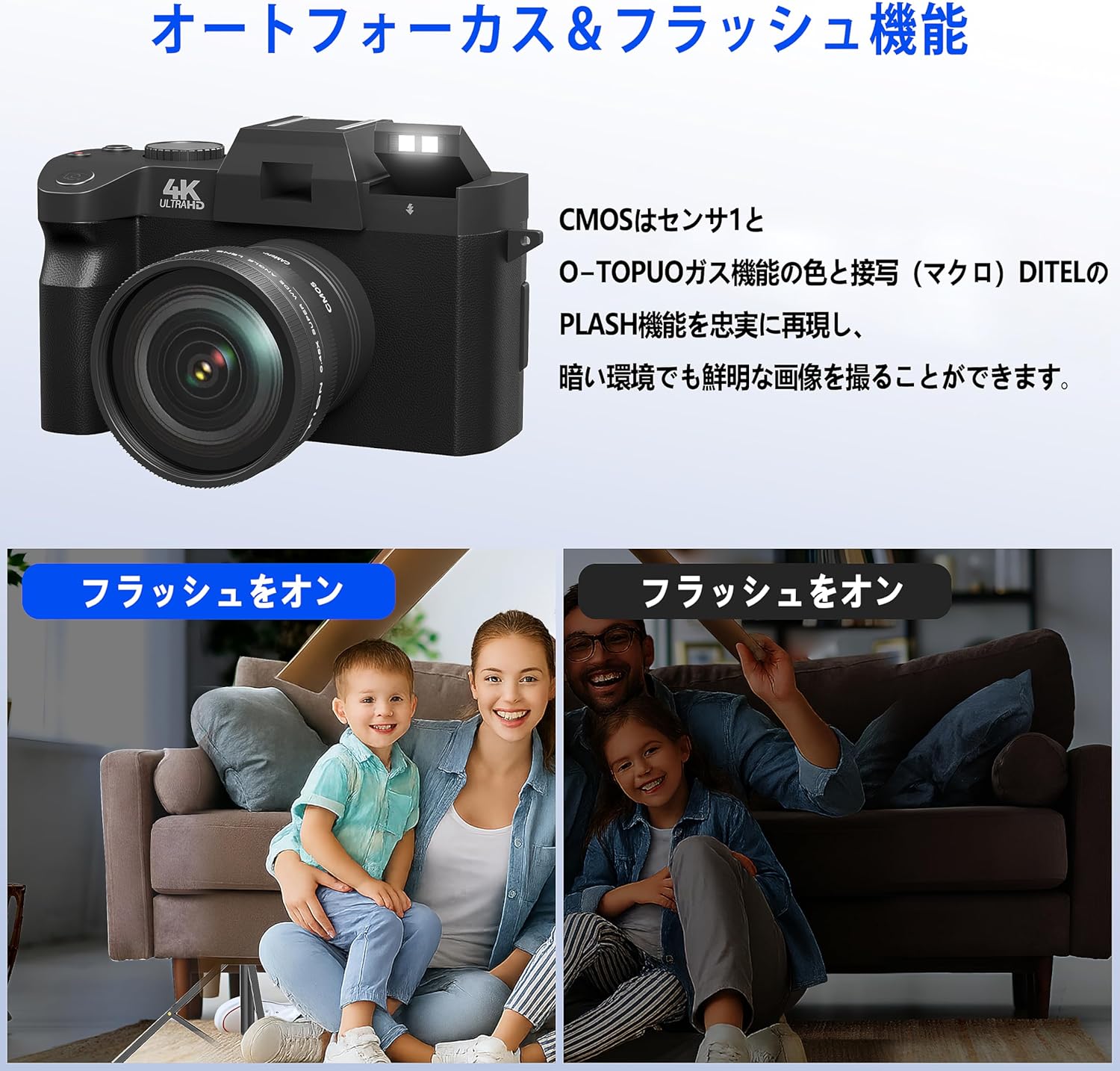 Fsjun Mirrorless SLR Camera 4K Ultra HD 48MP Wide Angle Lens, All-in-One Vlogging Camera with 3'' 180° Flip Screen and Digital Zoom