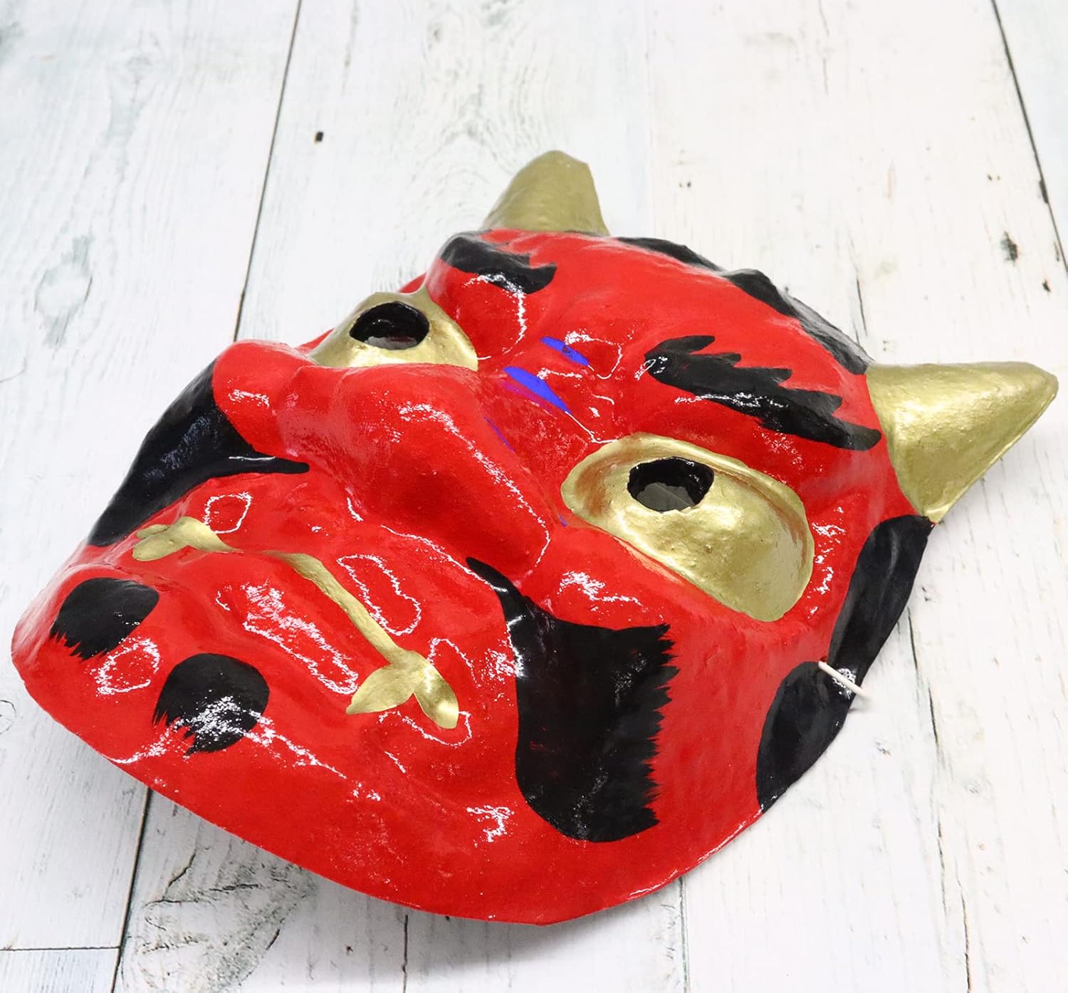 日本製 お面 赤鬼 張子 和紙 伝統工芸品 高級 手作り [節分 豆まき 厄除け お祭り コスプレ] 和紙 職人仕上げ