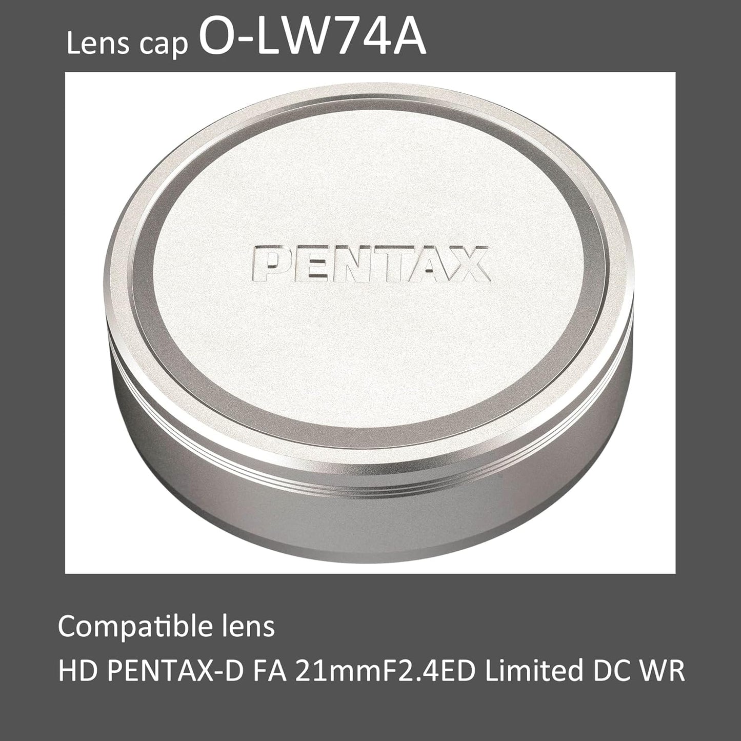 PENTAX Lens Cap O-LW74A Silver Aluminum Lens Cap [HD PENTAX-D FA 21mmF2.4ED Limited DC WR Silver Metal Lens Cap Silver] [Lens Protective Cap] 38445