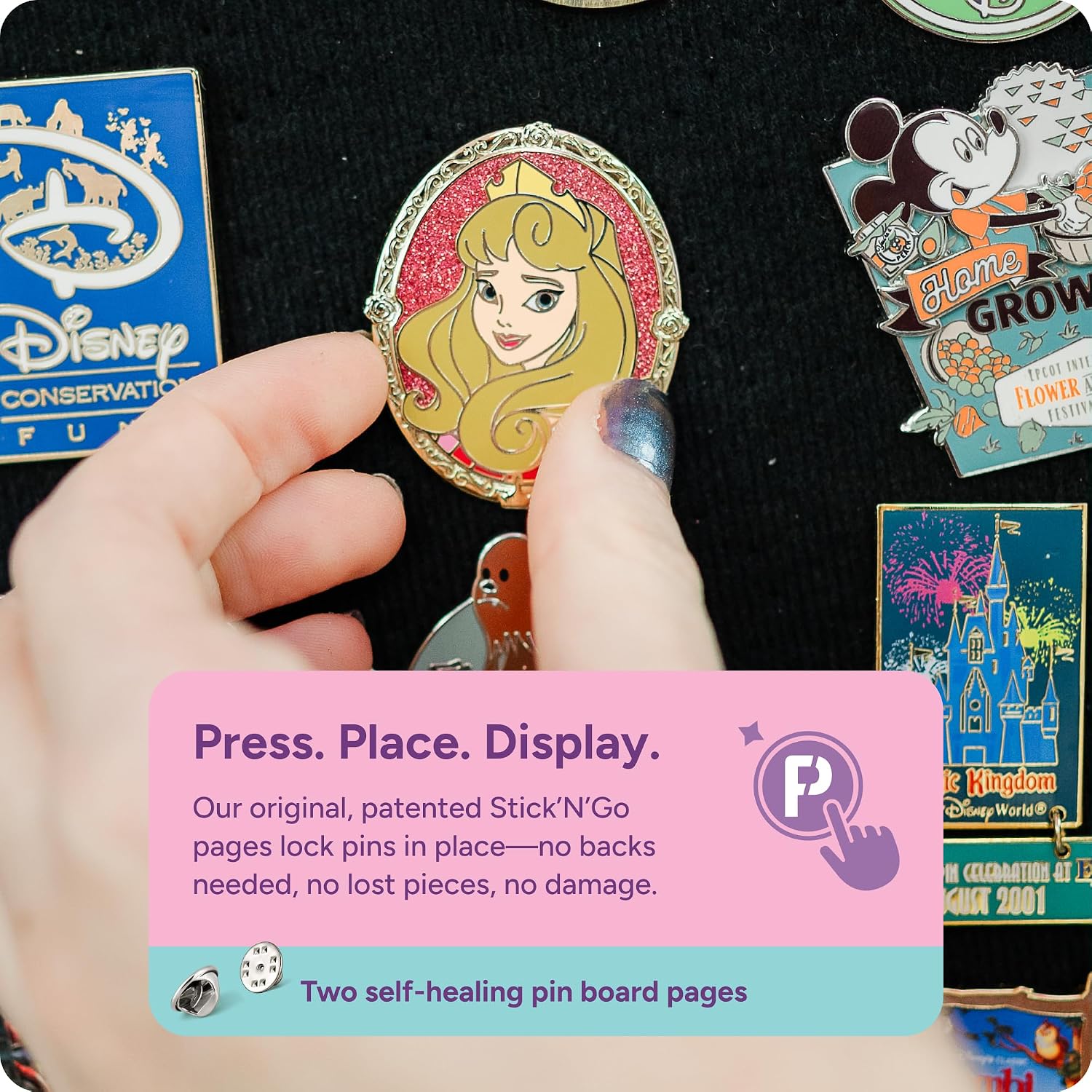 PinFolio Maxx - Libro de almacenamiento con pines delgados para pines y pines esmaltados de Disney, con capacidad para 120 pines de 1 pulgada (negro)