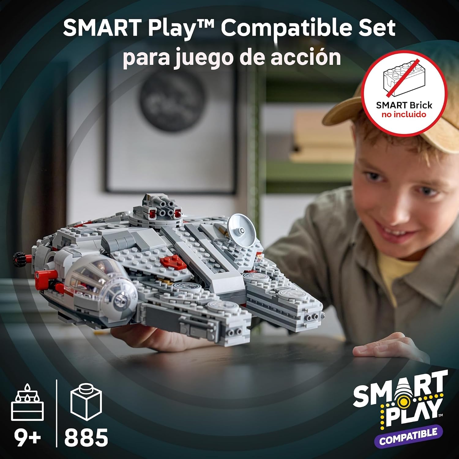 LEGO Star Wars SMART Play: Millennium Falcon Starship Building Toy para niños, juego compatible con 4 etiquetas inteligentes y 4 minifiguras, regalo para niños, niñas y fanáticos a partir de 9 años - 75426