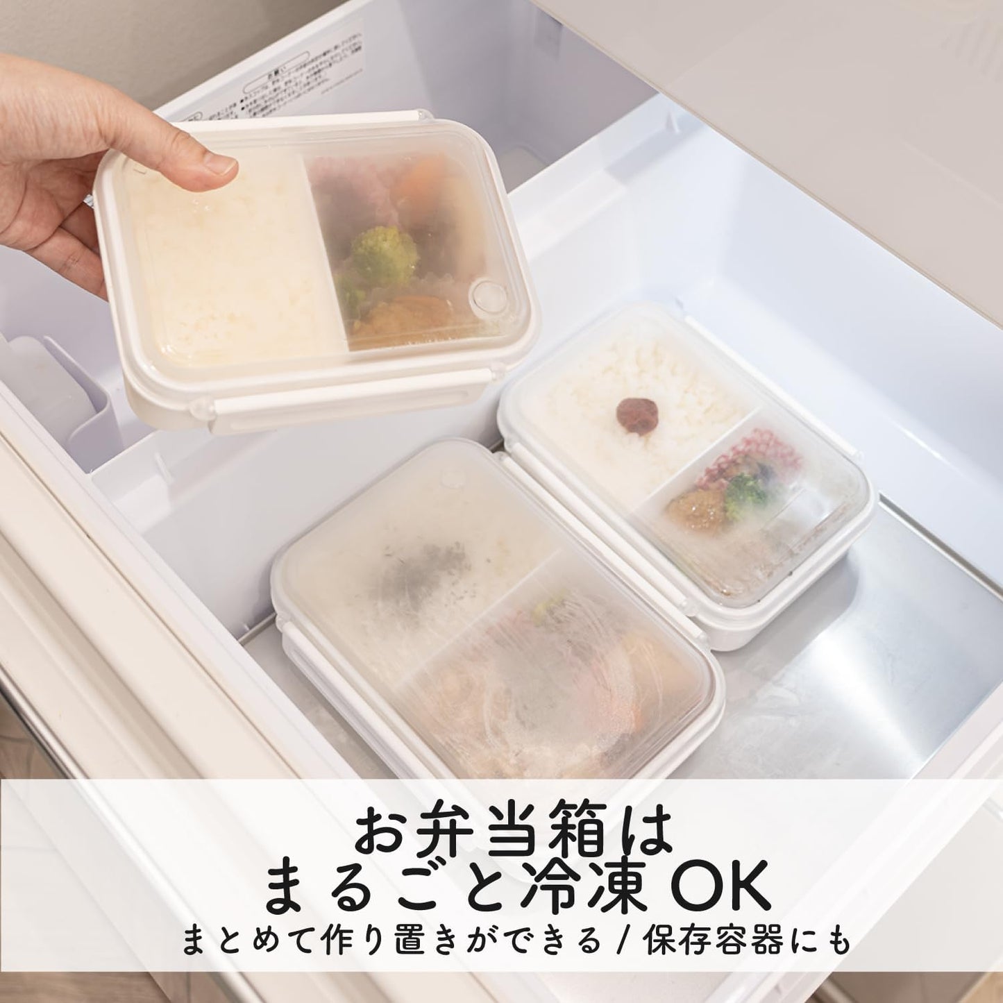 OSK PCL-1S Whole Frozen Bento Box, White, 16.9 fl oz (500 ml), Made in Japan, Dividers, Dishwasher, Microwave Safe, Simple, Stylish, Storage Container, Time Saving, Unisex, Kids, Elementary School