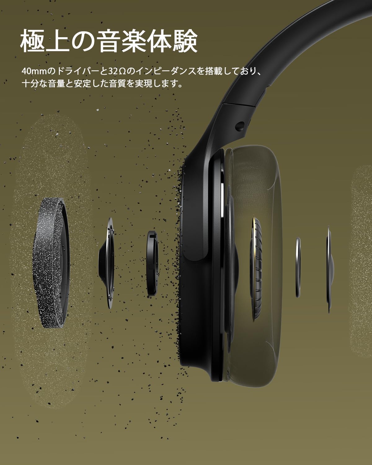 DOQAUS Life5 Bluetooth 5.3 Headphones, Wireless, Up to 70 Hours of Continuous Playback, 3EQ Mode, Dual Wired Wireless, AAC Compatible, Multi-Point, Sealed Type, Built-in Mic, Over-Ear, Compatible with