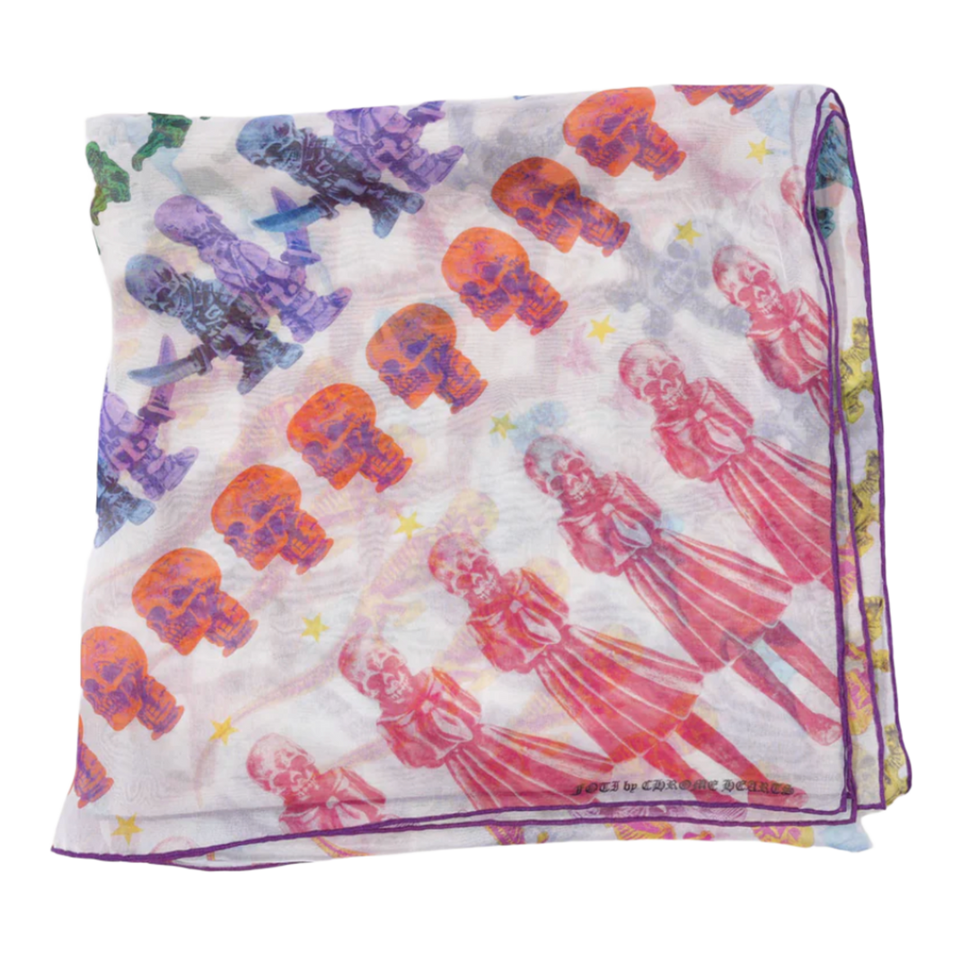 CHROME HEARTS 'FOTI SILK MULTI COLOR MOTIF' SCARF