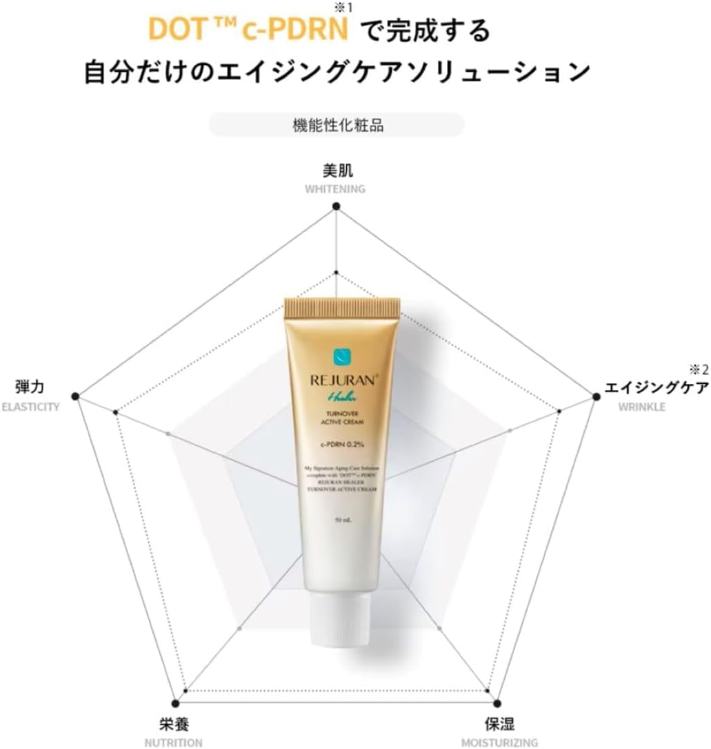 Lijeran Official REJURAN Turnover Active Cream 1.7 fl oz (50 ml) Trial Mask & Ampoule Set of 2 PDRN Gold Skin Care Korean Cosmetics