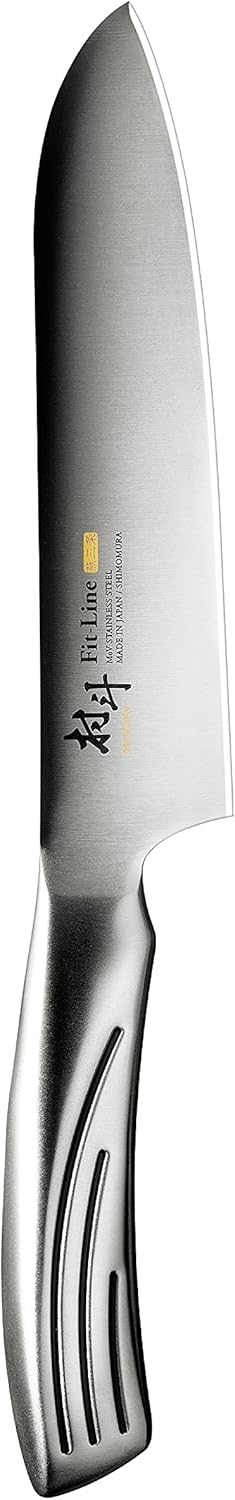 Shimomura Industries MFL-101 Muratou Fit-Line Santoku Knife, 6.5 inches (165 mm), Molybdenum Vanadium Steel, Dishwasher Safe, Made in Niigata Tsubamesanjo