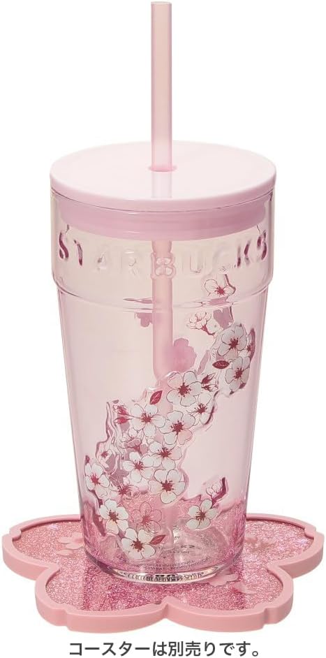 Starbucks SAKURA 2026 Vaso de cristal, rosa, 16.0 fl oz, con pajita